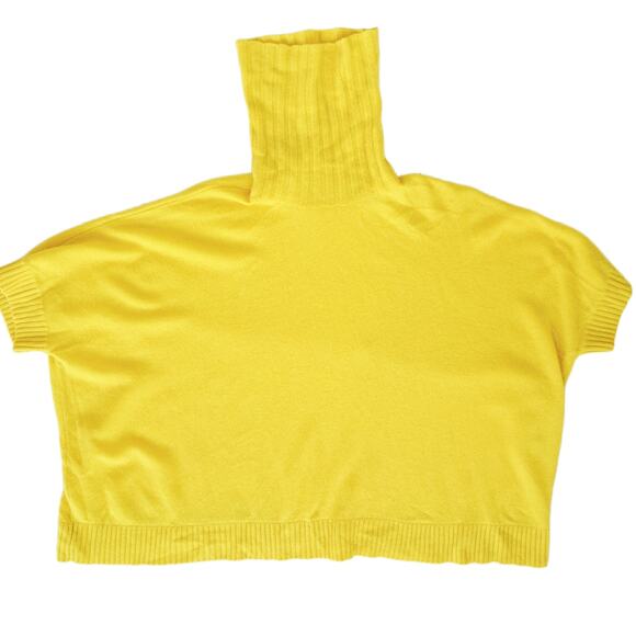 DIANE von FURSTENBERG Jasswinder Cashmere Sweater Large Boxy Turtleneck Yellow - Picture 9 of 11